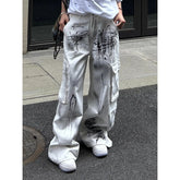Lunivop High Waist Women Tie Dyeing Jeans Hip-hop Style Vintage Streetwear Y2K Wide Leg Jean Plus Size Female Trouser Baggy Denim Pants